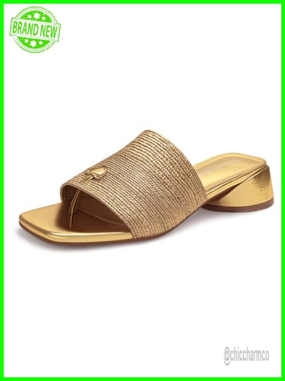 Women's Kitten Heel Slide Sandals Square Open Toe Block Heel Mules